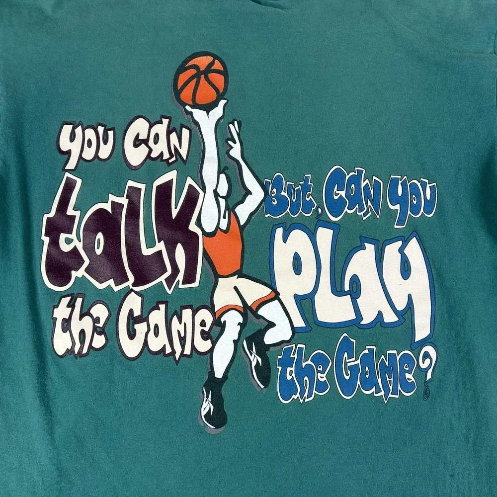Vintage Reebok‎ Above The Rim Shirt Mens Large Green Basketball Graphic 90s Tee